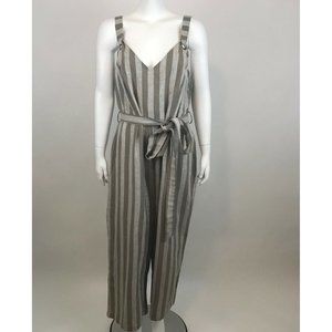 City Chic Jumpsuit Carmine Stripe Linen Blend 16